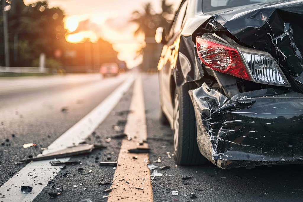 Aftermath of a motorcycle and car accident on the road - Travis Legal Offices | Colorado Personal Injury Law Firm